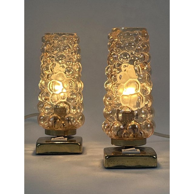 Brass & Bubble Glass Bedside Table Lamps from Teka, Germany, 1950s, Set of 2 For Sale - Image 14 of 18