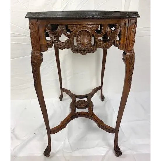 French Mid 20th Century French Carved Style Mahogany Table For Sale - Image 3 of 9
