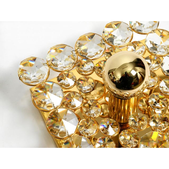1970s Small Palwa Brass Ceiling Lamp with Faceted Crystal Stones, 1970s For Sale - Image 5 of 14