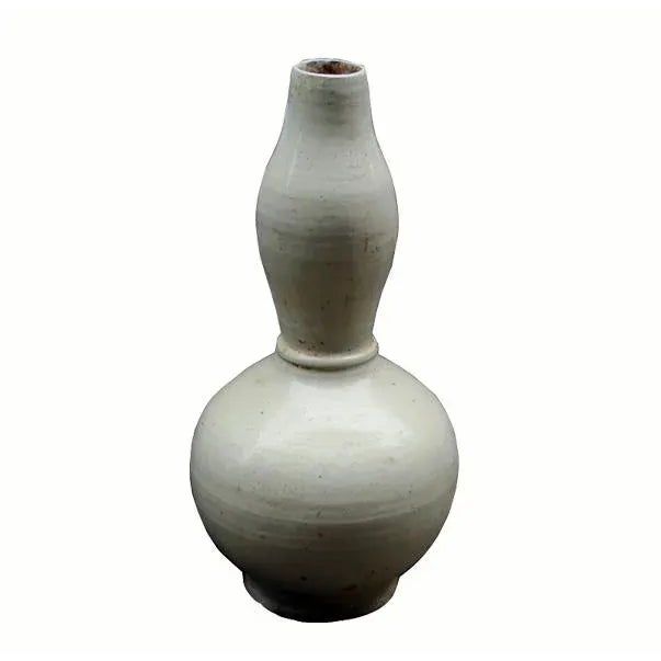 Asian Modern Long Neck White Ceramic Vase For Sale - Image 4 of 4