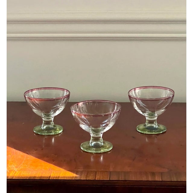 1980s Vintage Italian Glass Footed Dessert Cups- Set of 6 For Sale - Image 5 of 7