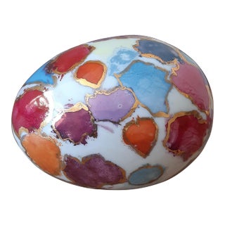 Abstract Modern Painted Ceramic Egg For Sale