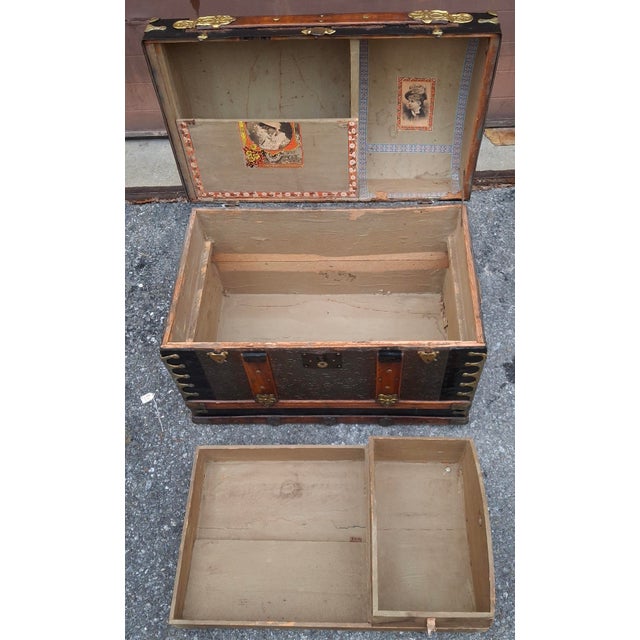 19th Century American Dome Top Travel Storage Trunk, Refurbished For Sale - Image 9 of 15