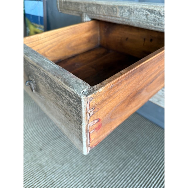 Vintage Elm Wood Drawer Console From Reclaimed Wood 78" For Sale - Image 13 of 15