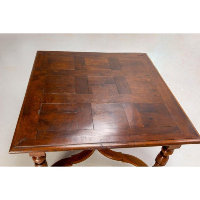 19th Century Louis XIII French Square Oak Table with X-Shaped Crossbar, 1890s For Sale - Image 5 of 16