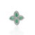 925 Sterling Silver Floral Clover Cocktail Emerald & Diamond Ring, Size 8.5 For Sale - Image 6 of 12