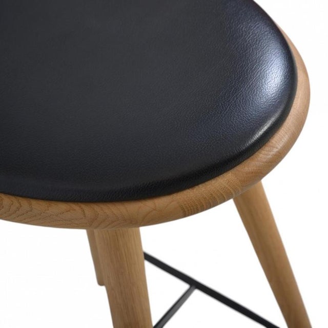 Mater Bar Stool in Oak and Black Leather, 2020 For Sale - Image 9 of 12