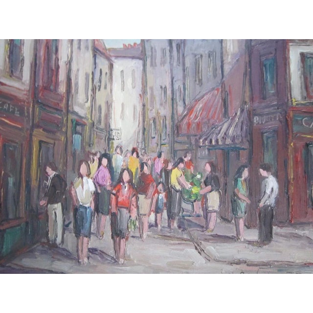Oil of canvas painting of a vibrant Parisian city scape, signed "A. Wein, 77" in the lower right hand corner, Oil on...