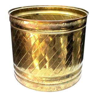 Large Brass Drum Planter For Sale