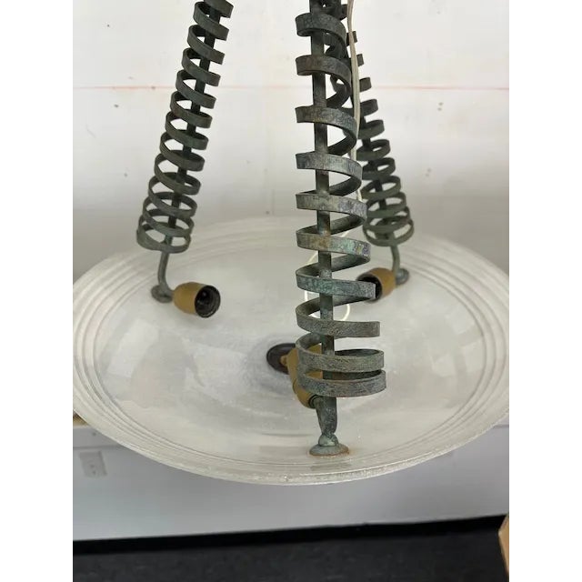 1980s Italian Scavo Glass Pendant Fixture For Sale - Image 4 of 6