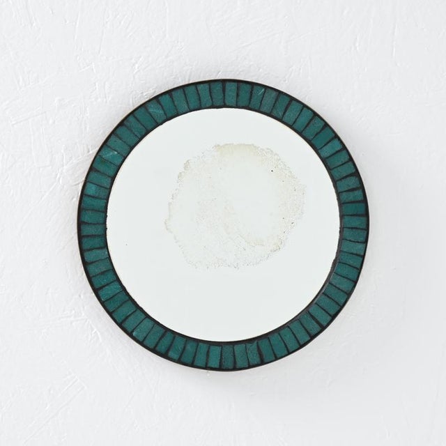 Metal Vintage Ceramic Inlaid Mirror, 1960s For Sale - Image 7 of 18