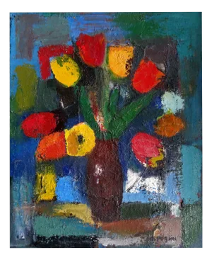 Aleksandr Rodin, Bouquet of Tulips, 1980, Oil on Canvas