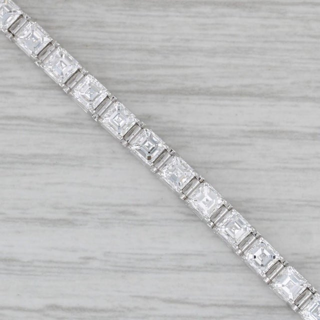 10ctw Vs2 Square Diamond Tennis Bracelet 14k White Gold 7.5" 3.9mm For Sale In Greensboro - Image 6 of 8
