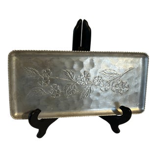 Vintage Aluminum Tray Small Dogwood Flower Square Flower For Sale