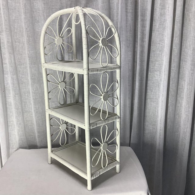 Vintage Boho Chic Wicker Shelf With Daisy Design Chairish