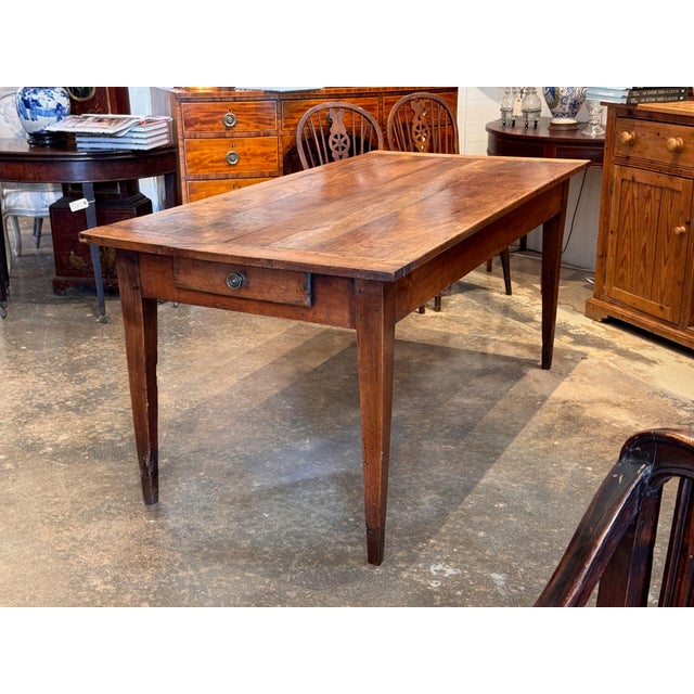 19th Century Fruitwood Farm Table With Pull-Out Leaf For Sale - Image 4 of 9