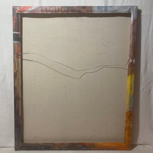 Vintage Mid-Century Signed Expressionist Architectural Courtyard Oil Painting – Heavy Impasto Large Street Scene For Sale - Image 10 of 12