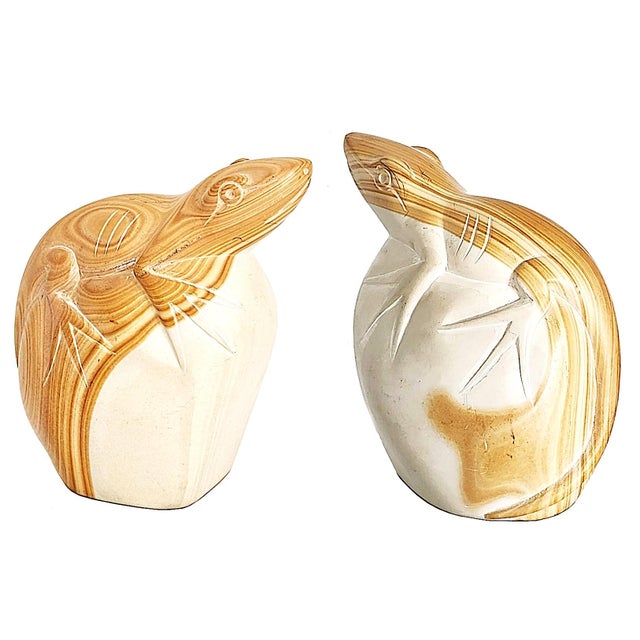 Contemporary Vintage Hand Carved Soap Stone Lizard Figurine/Bookend/Paperweight For Sale - Image 3 of 10