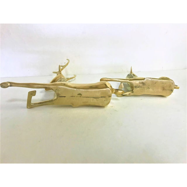 Metal Vintage Brass Buck and Doe Reclining Deer Figurines - a Pair For Sale - Image 7 of 11