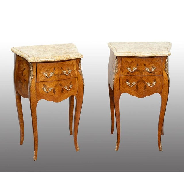 Antique Nightstands in Exotic Woods, France, 20th Century, Set of 2 For Sale - Image 5 of 5