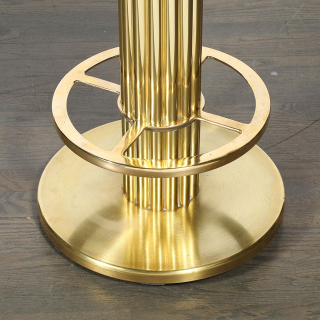 Mid-Century Modern Mid-Century Designed for Leisure Fluted & Cream Upholstered Brass Counter Stool For Sale - Image 3 of 10
