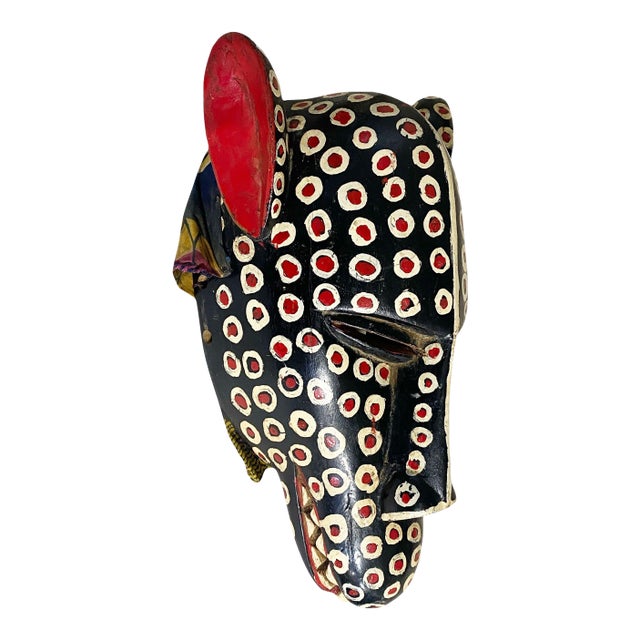 Vintage African Colorful Leopard Mask Bozo Bamana 16" H For Sale
