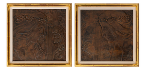 Relief Couple Allegory of Sappho by Georg Klimt, 1890s, Set of 2