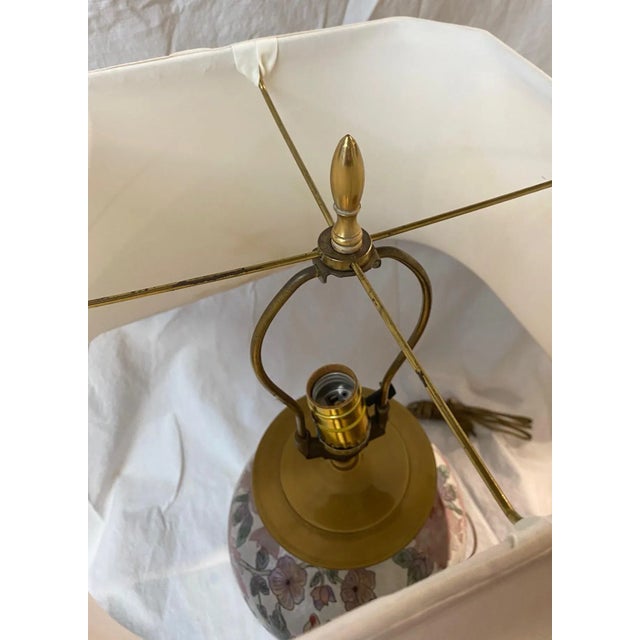 Vintage Floral Porcelain Table Lamp For Sale In New York - Image 6 of 10