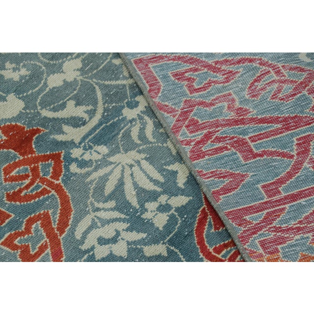 Textile Vintage Hereke Runner Rug in Teal Blue With Arabesque Medallions | Rug & Kilim For Sale - Image 7 of 7