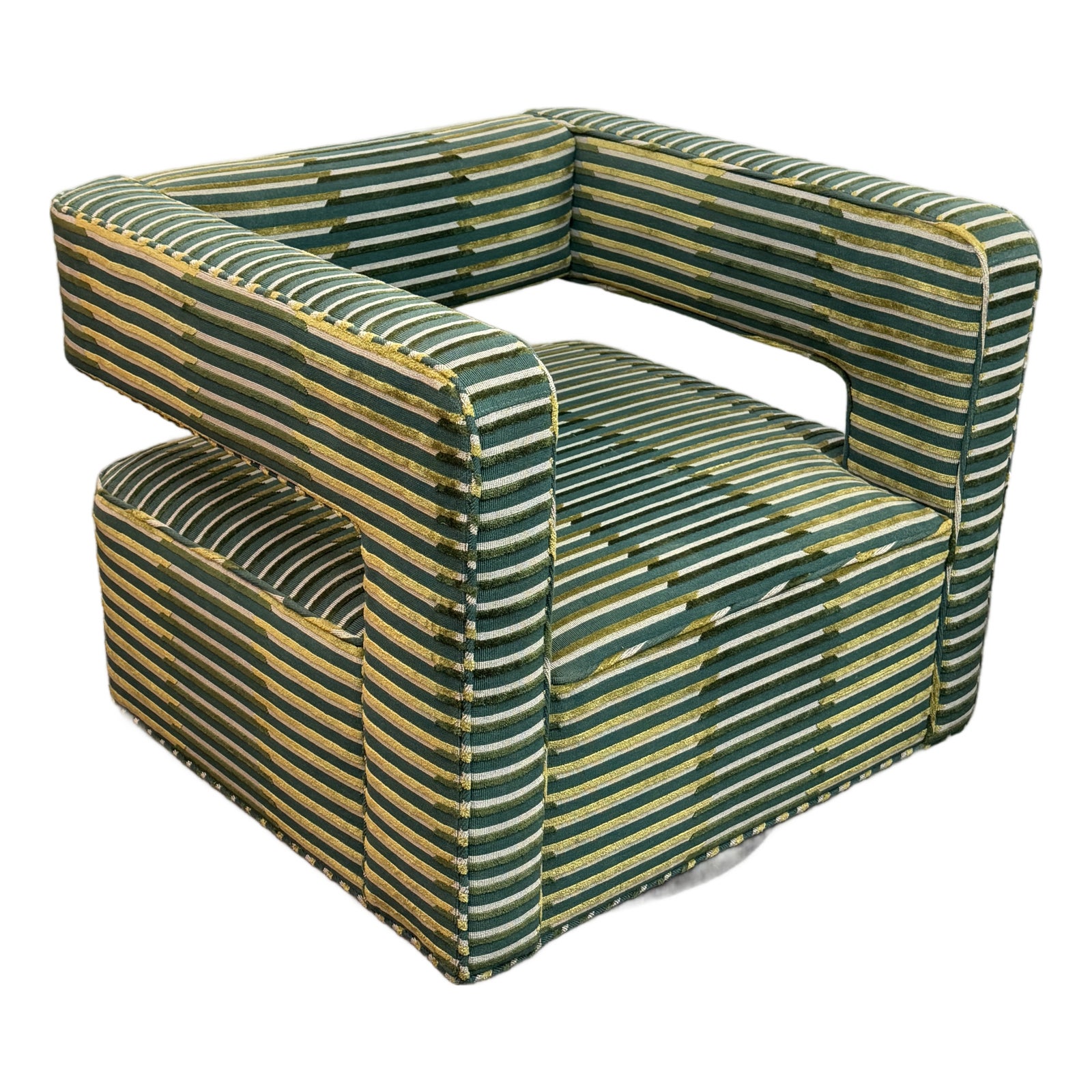 Restoration Hardware Drew Swivel Chair, Custom | Chairish