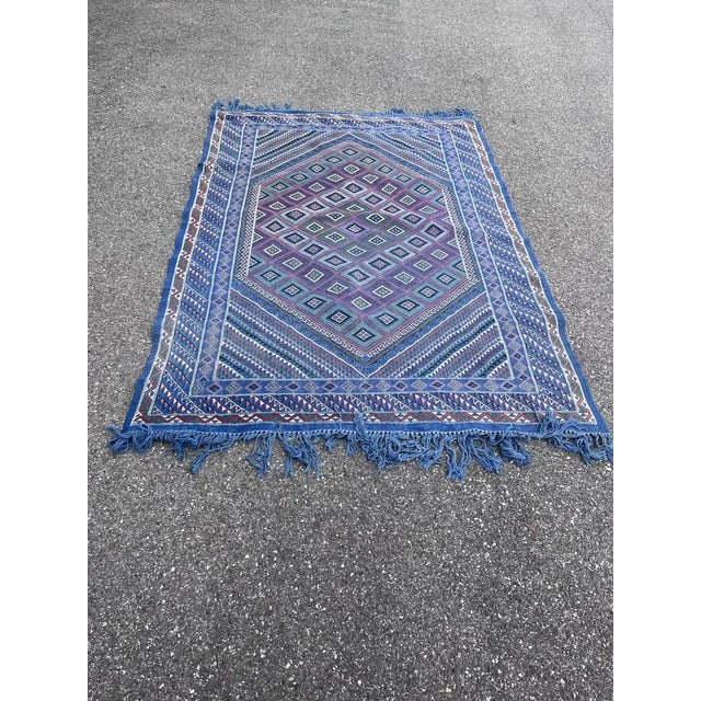 Vintage Blue Rug, 1984 For Sale - Image 9 of 9