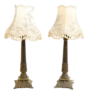 Regency Gilt Corinthian Table Lights, Set of 2