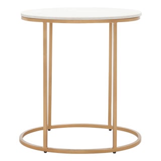Tage Marble Side Table in White Marble / Gold For Sale