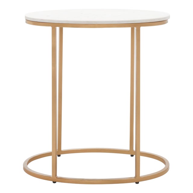 Tage Marble Side Table in White Marble / Gold For Sale