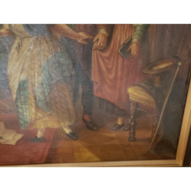 This is a Framed Oil Painting on Canvas "Belgian Daily Life" by Belgian caricature artist, Jan Op De Beeck (1958- present)...