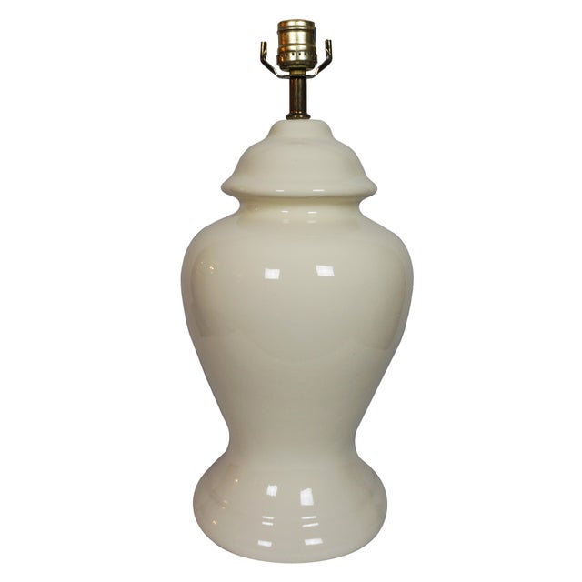 Large Vintage Ceramic Cream Ginger Jar Table Lamps a Pair a Pair