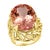 20 Carat Oval Shape Morganite Cocktail Ring 14 Karat Yellow Gold Estate For Sale - Image 15 of 18