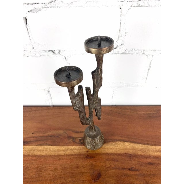 Metal Vintage Brutalist Candleholder, 1960s For Sale - Image 7 of 9