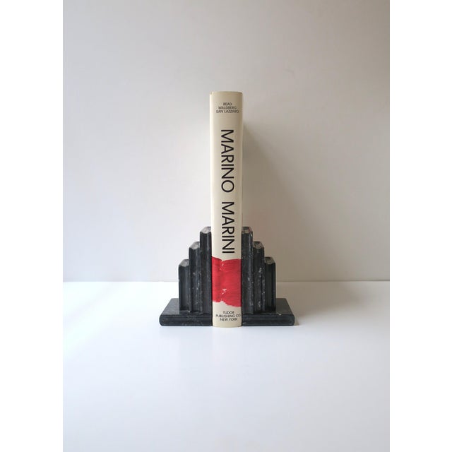 Mid-Century Modern Italian Black White Marble 'Book' Bookends, Pair For Sale - Image 3 of 13