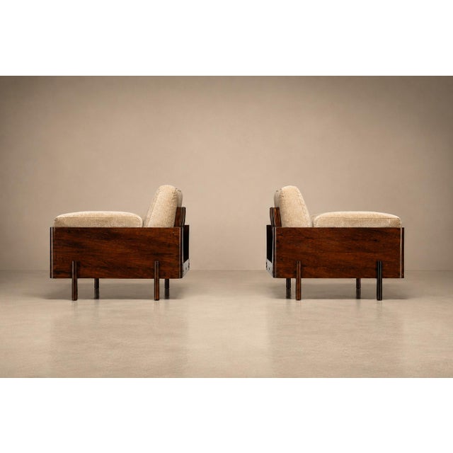 Pair of Brazilian Modern Rosewood and Mohair Armchairs by Bertomeu, 1960s For Sale - Image 14 of 18