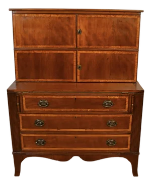 19th American Federal Mable Wood Secretary Desk With Bookcase Top c.1870
