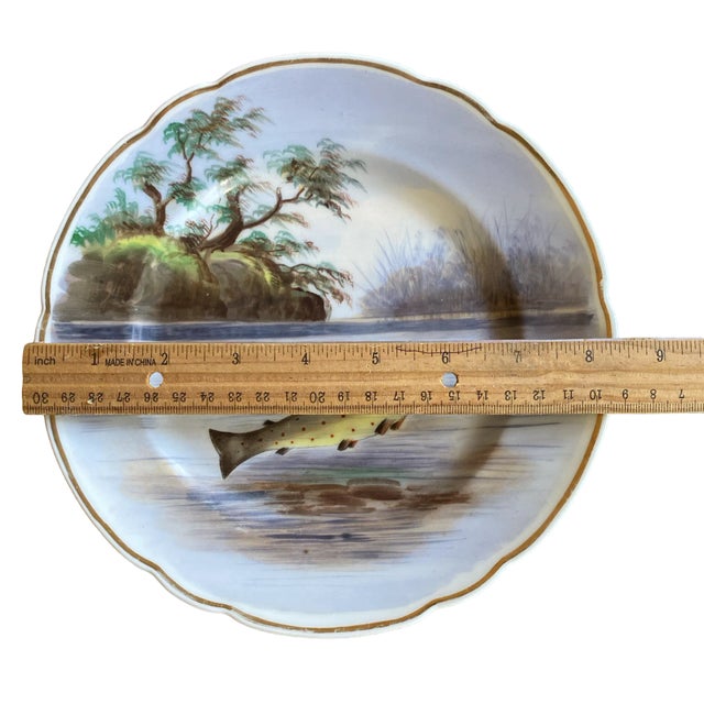 1880s Royal Vienna Hand Painted Fish Plates Scalloped Edges Gold Gilding - Set of 4 For Sale - Image 9 of 10