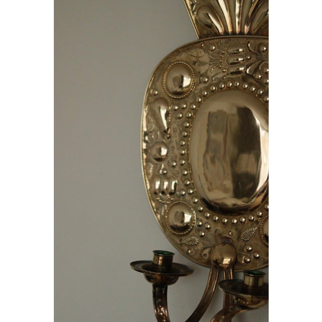 Large Mid-Century Swedish Baroque Style Brass Double Arm Sconces, Set of 2 For Sale - Image 14 of 18