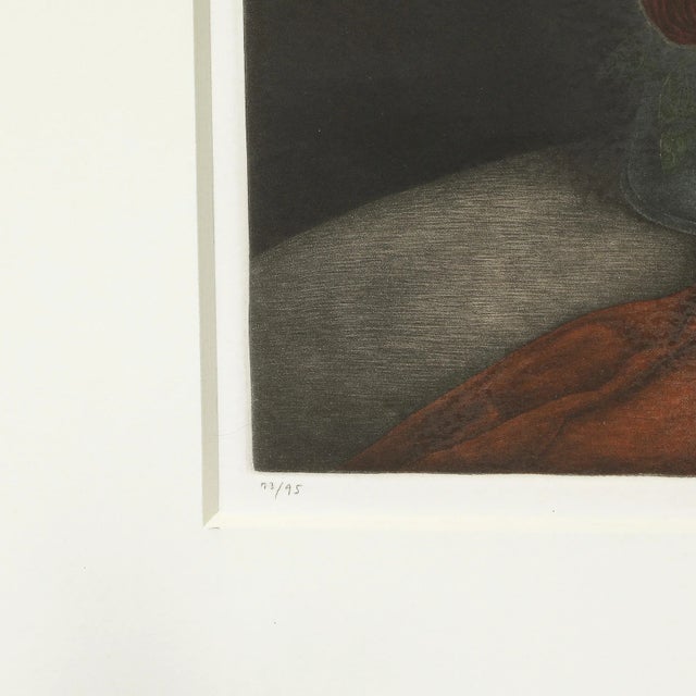 Brown Mid-Century Modernist Mezzotint Still Life by Tomoe Yokoi For Sale - Image 8 of 9