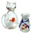 Vintage Italian Murano Style Art Glass Cat With Goldfish in Stomach and Bag of Gold Fish Set of Two For Sale