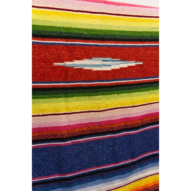 Textile Mid Twentieth Century Southwest Style Small Hand Loomed Wool Sarape For Sale - Image 7 of 7