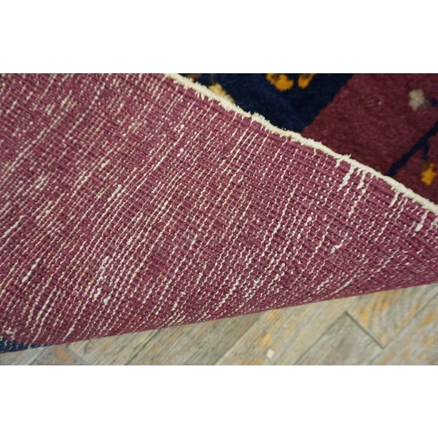 1920s Blue Navy Minimalist Bird Antique Chinese Art Deco Carpet 6' X 8'9" Knotted Wool Rug For Sale - Image 12 of 12