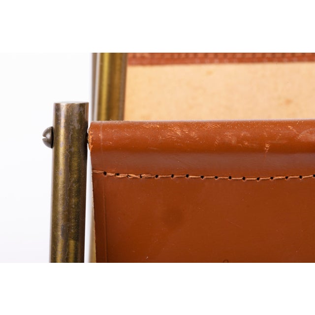 Carl Auböck Leather Magazine Rack from Carl Auböck, Austria, 1960s For Sale - Image 4 of 6