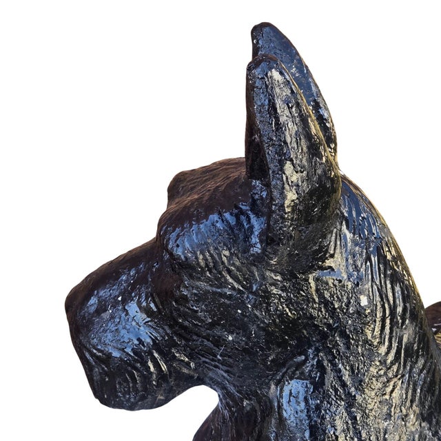 Cement Scottish Terrier Dog Statue Vintage Scotty Vintage Sculpture Black Heavy For Sale - Image 18 of 18