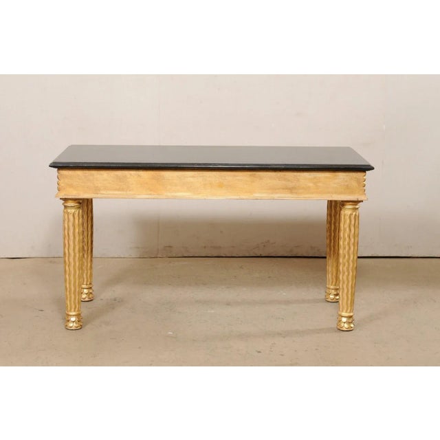 1980s Italian Hand-Carved Wooden Console Table with Gold Leaf For Sale - Image 4 of 13